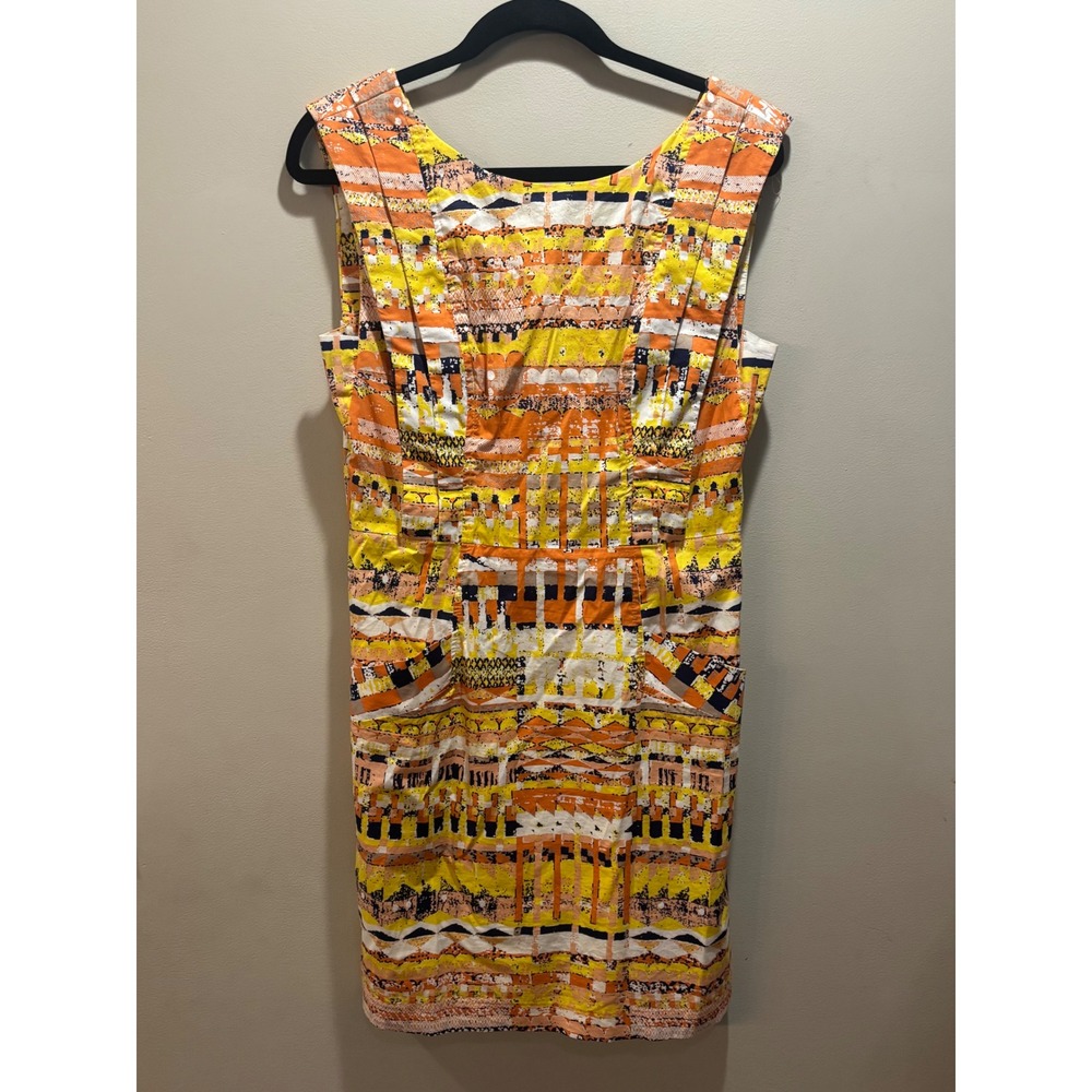 Plenty by Tracy Reese Abstract Print Sleeveless Dress Yellow Cocktail Sz 8‎